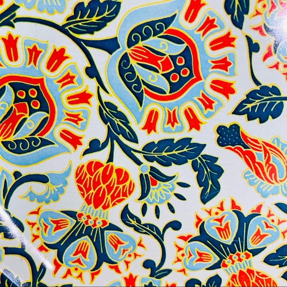 Vintage MCM Nevco 2 Metal trays tin Floral made South Africa red blue #1587 - Picture 10 of 11